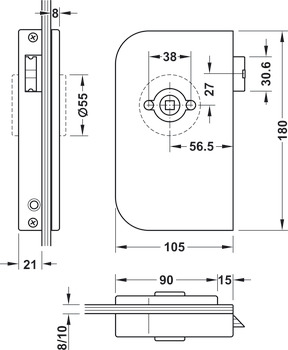 Încuietoare NL pentru uși din sticlă, GHP 103, Startec