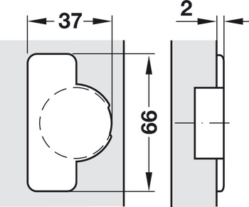 Balama aruncătoare, Duomatic 94°, montare aplicată, pentru uşi de frigider
