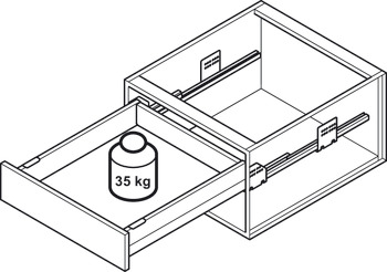 Sertar Häfele Matrix Box S35 laterală 16/120 mm, mecanism amortizare și autoînchidere integrat