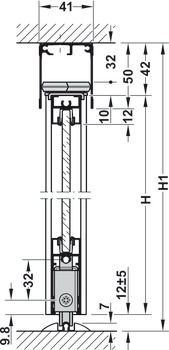 Sistem de uşi glisante, Häfele Slido Silent Aluflex 80, produs pentru ușă