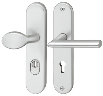 Set mânere de uşă, aluminiu, Hoppe, Stockholm 76G/3332ZA/3410/1140 ES1 (rezistență la efracție)